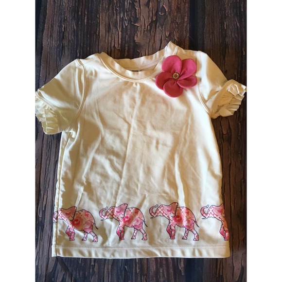 Janie and Jack Other - Janie jack swim rash guard elephant 6 cream pink top floral